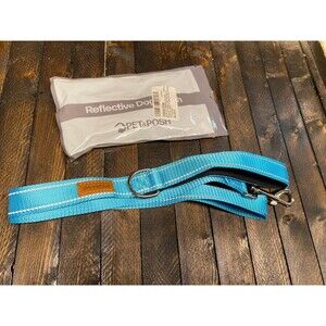 4 ft Reflective Sky Blue Dog Leash Neoprene With Padded Handle Pet Leash